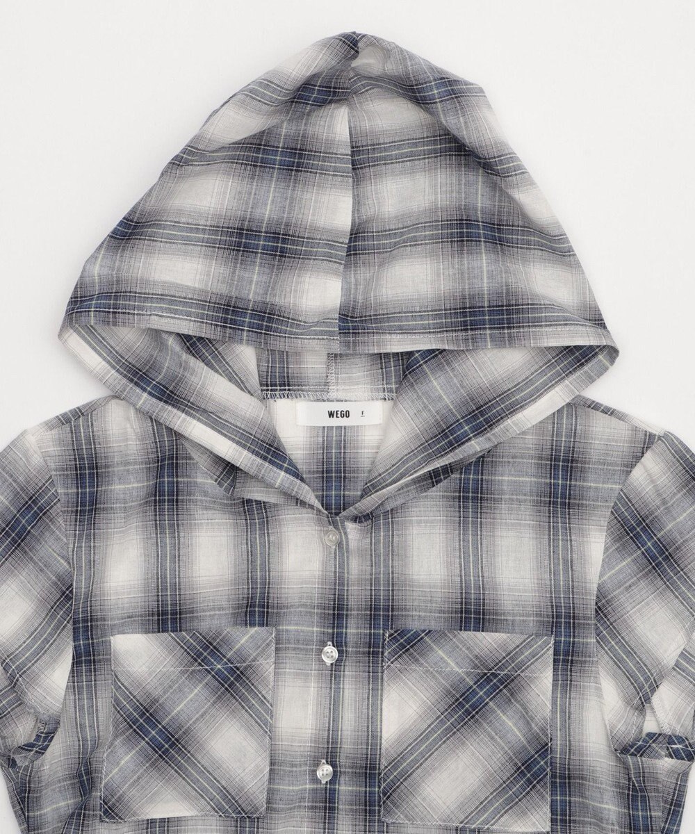 WEGO フードチェックコンパクトシャツ 