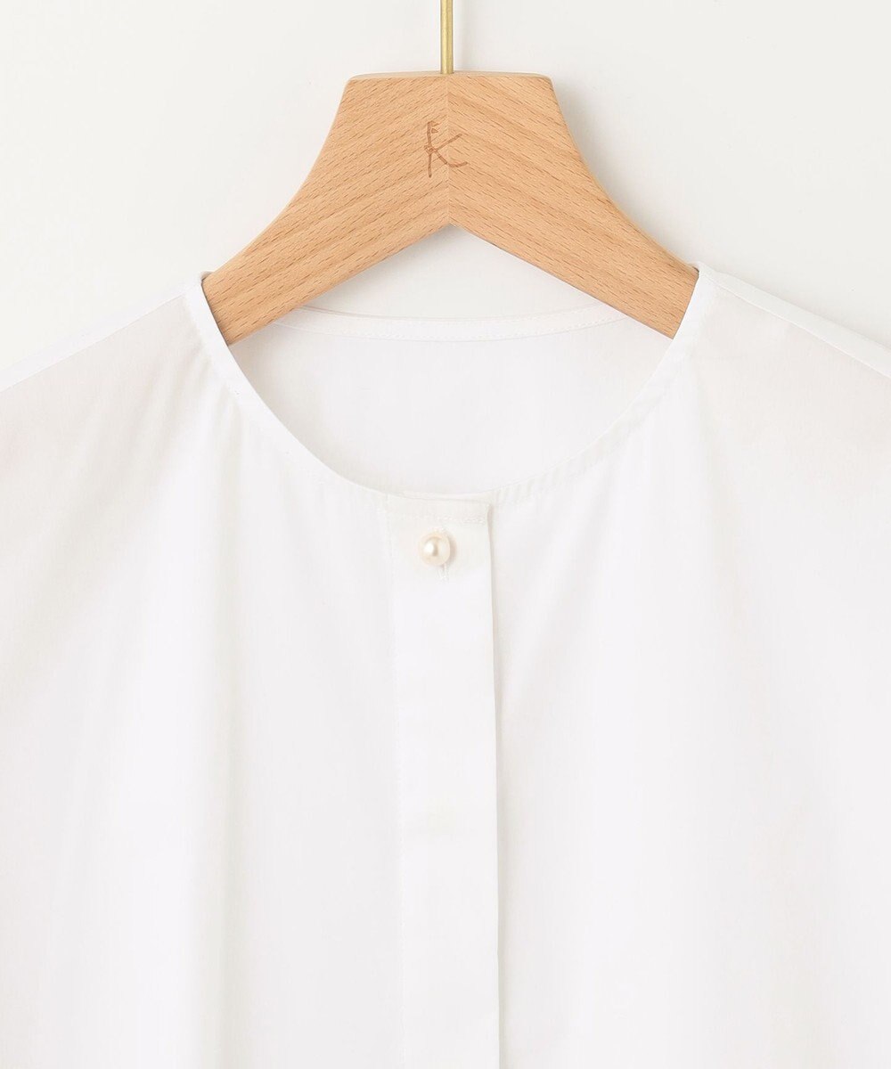 組曲 【洗える】C/Nyブロードノーカラー シャツ 