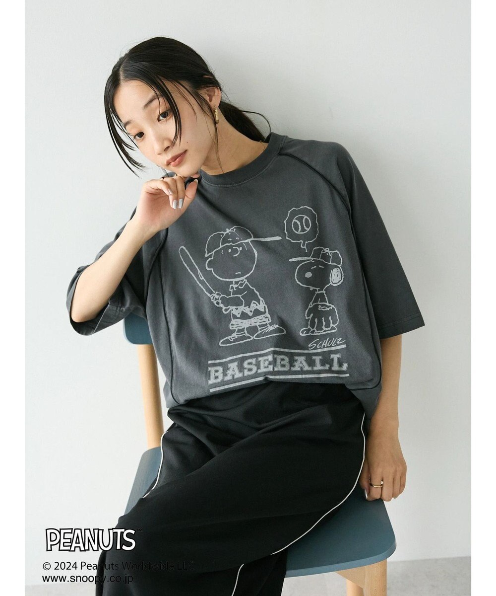 CRAFT STANDARD BOUTIQUE 【ユニセックス】PEANUTS/スヌーピー 切り替えTシャツ Charcoal Gray