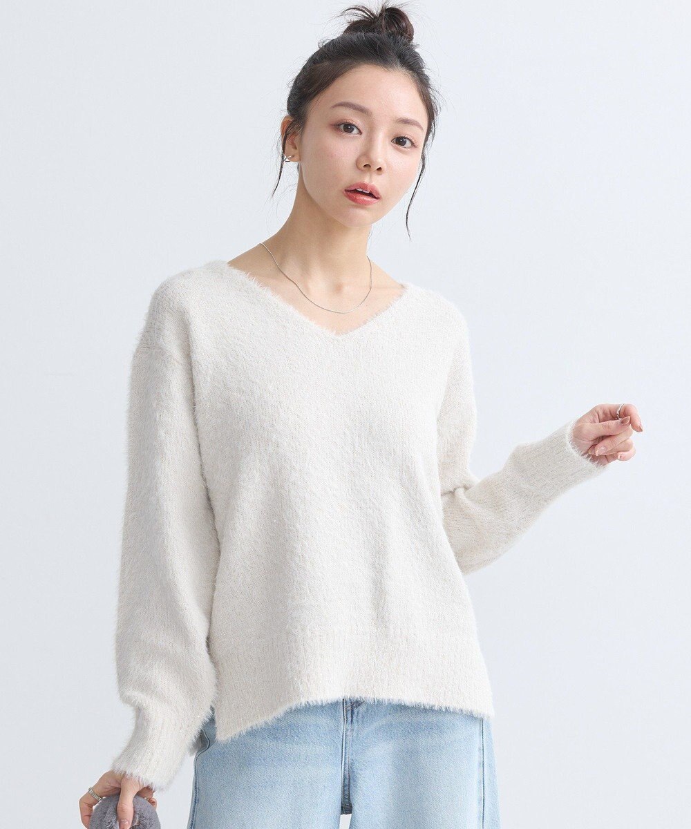 earth music&ecology スパンコールシャギーＶネックプルオーバー 