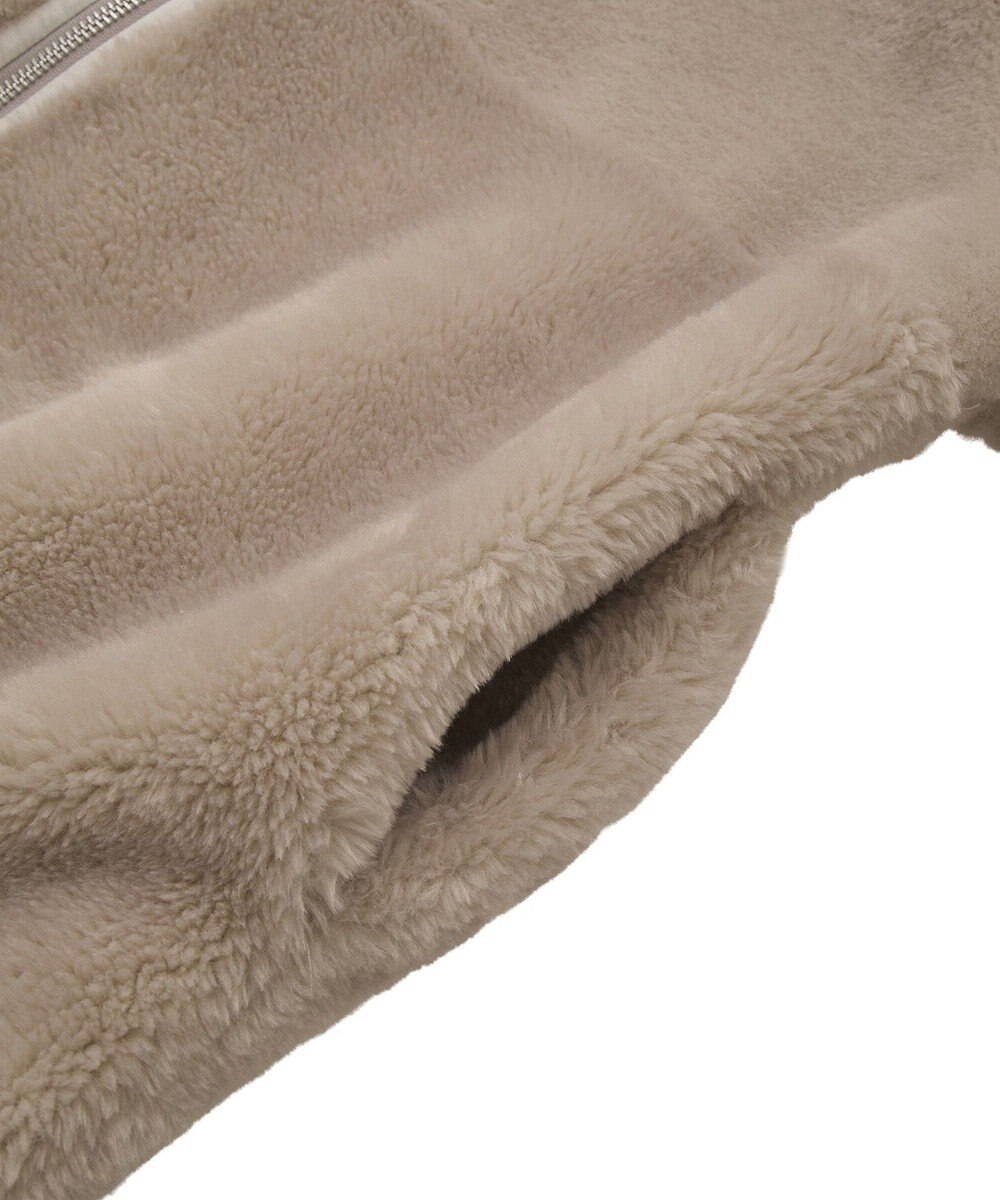 earth music&ecology 【リバーシブル】ノーカラーフェイクムートンコート 