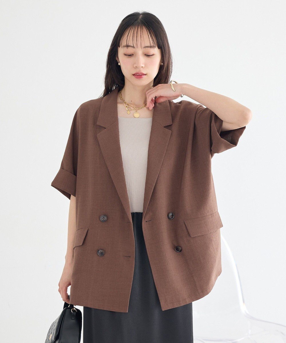 earth music&ecology 【セットアップ対応】リネンライクダブルジャケット 