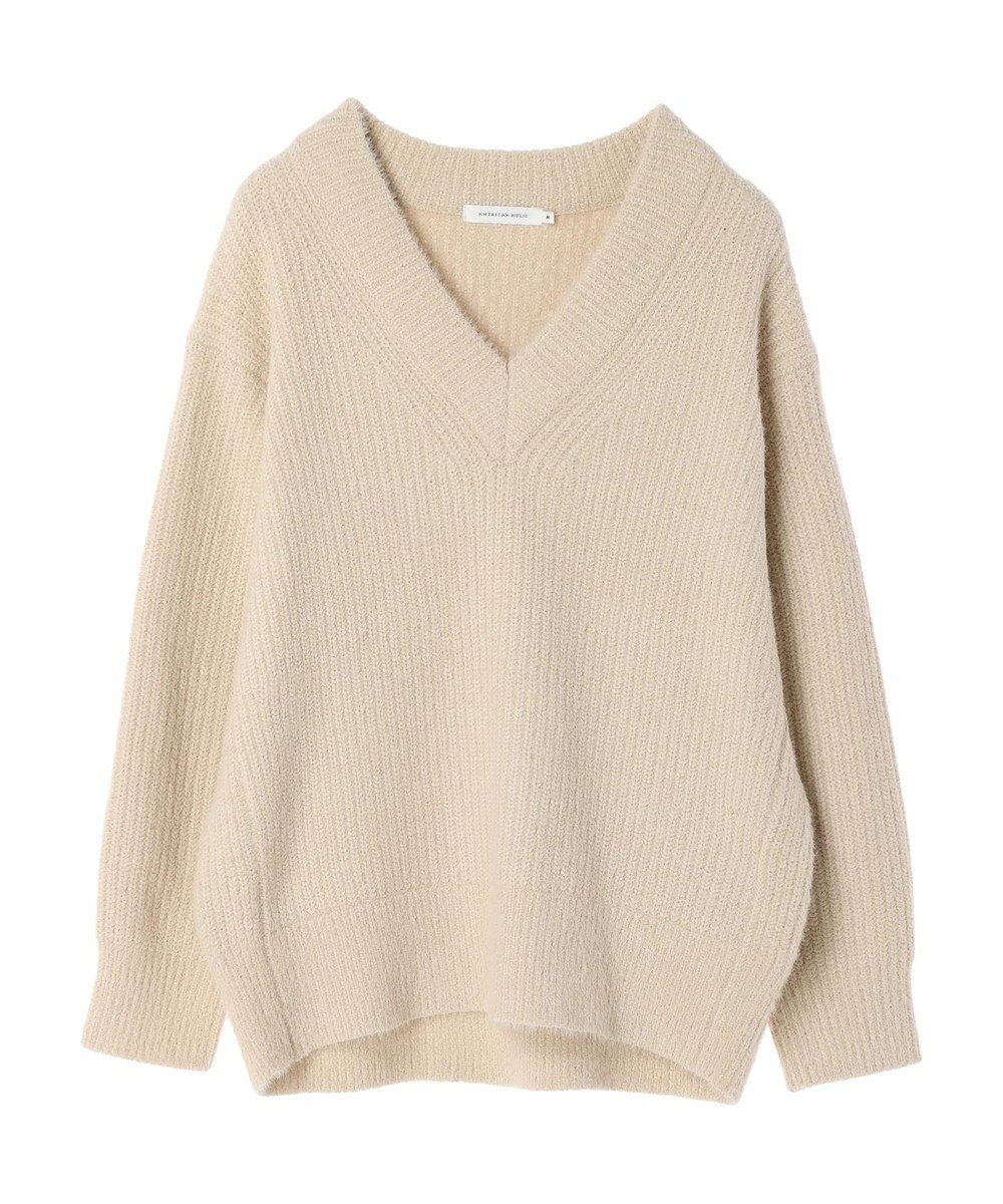 AMERICAN HOLIC モールヤーン片畦Ｖネックニットプルオーバー 
