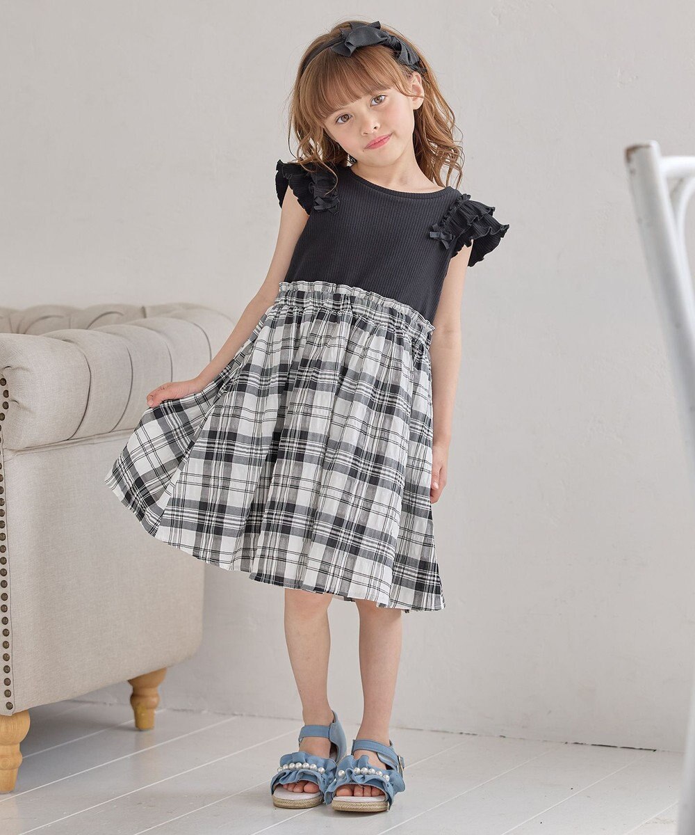 ANY KIDS ドッキング チェック柄 ワンピース 