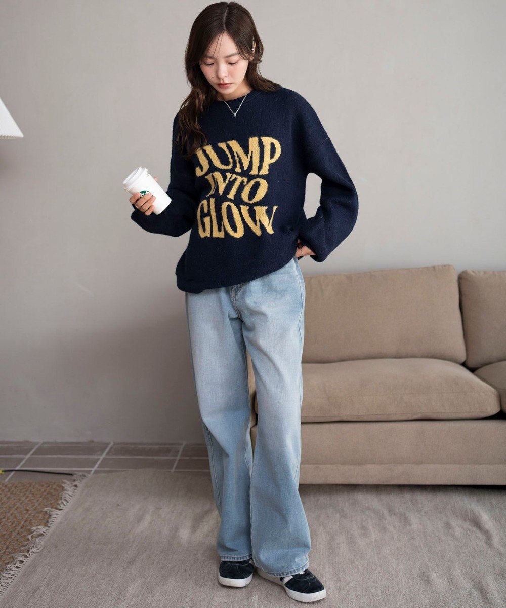 WEGO 【2025年秋冬新作】フラッフィーグラフィックニットBIGプルオーバー 