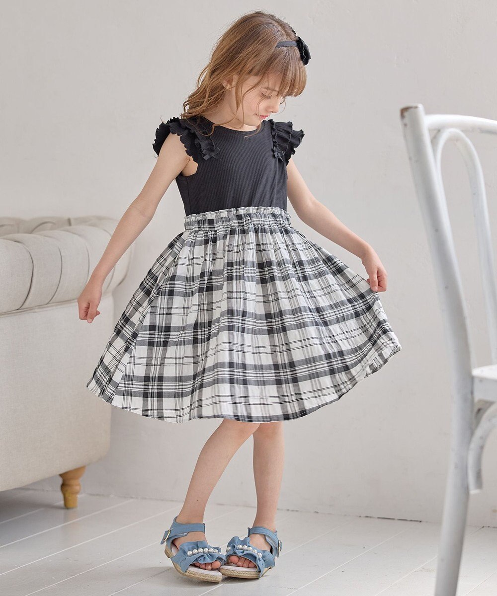 ANY KIDS ドッキング チェック柄 ワンピース 