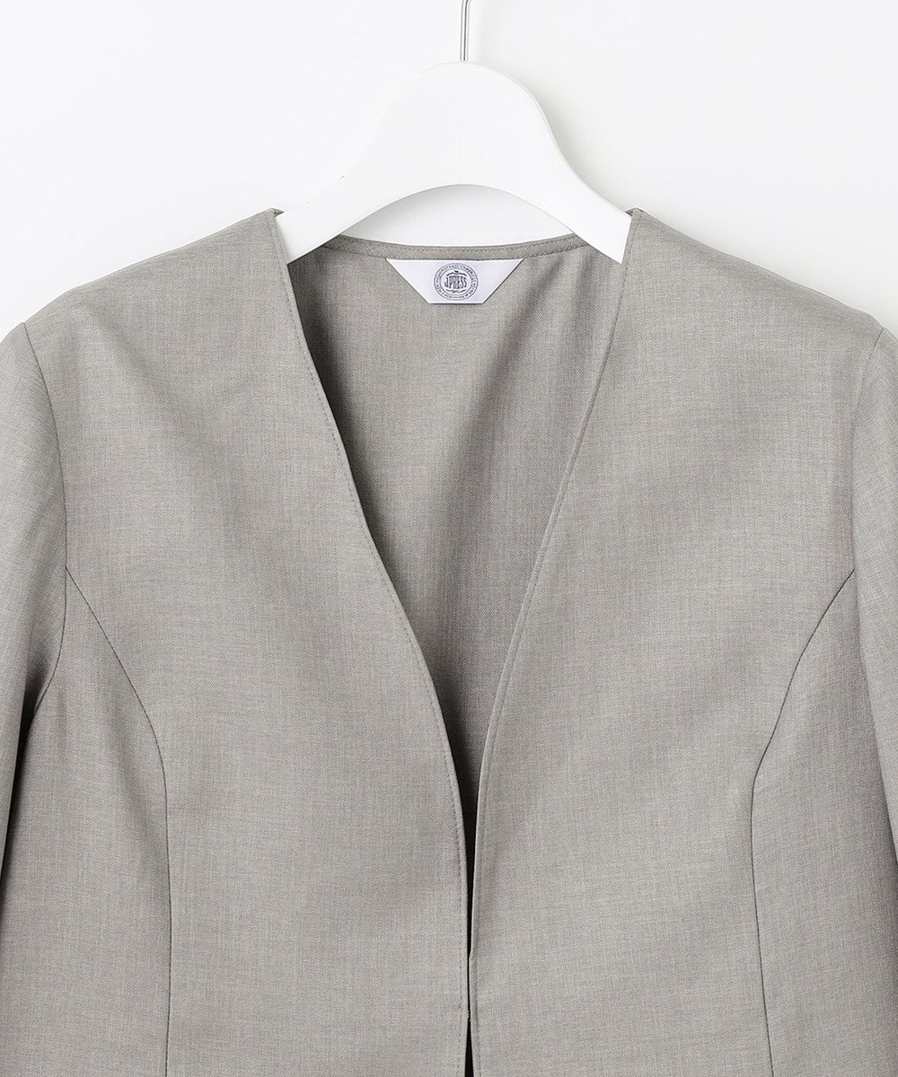 J.PRESS LADIES 【セットアップ対応・洗える・UVケア・速乾】 OXIJEWELストレッチ ノーカラー ジャケット 