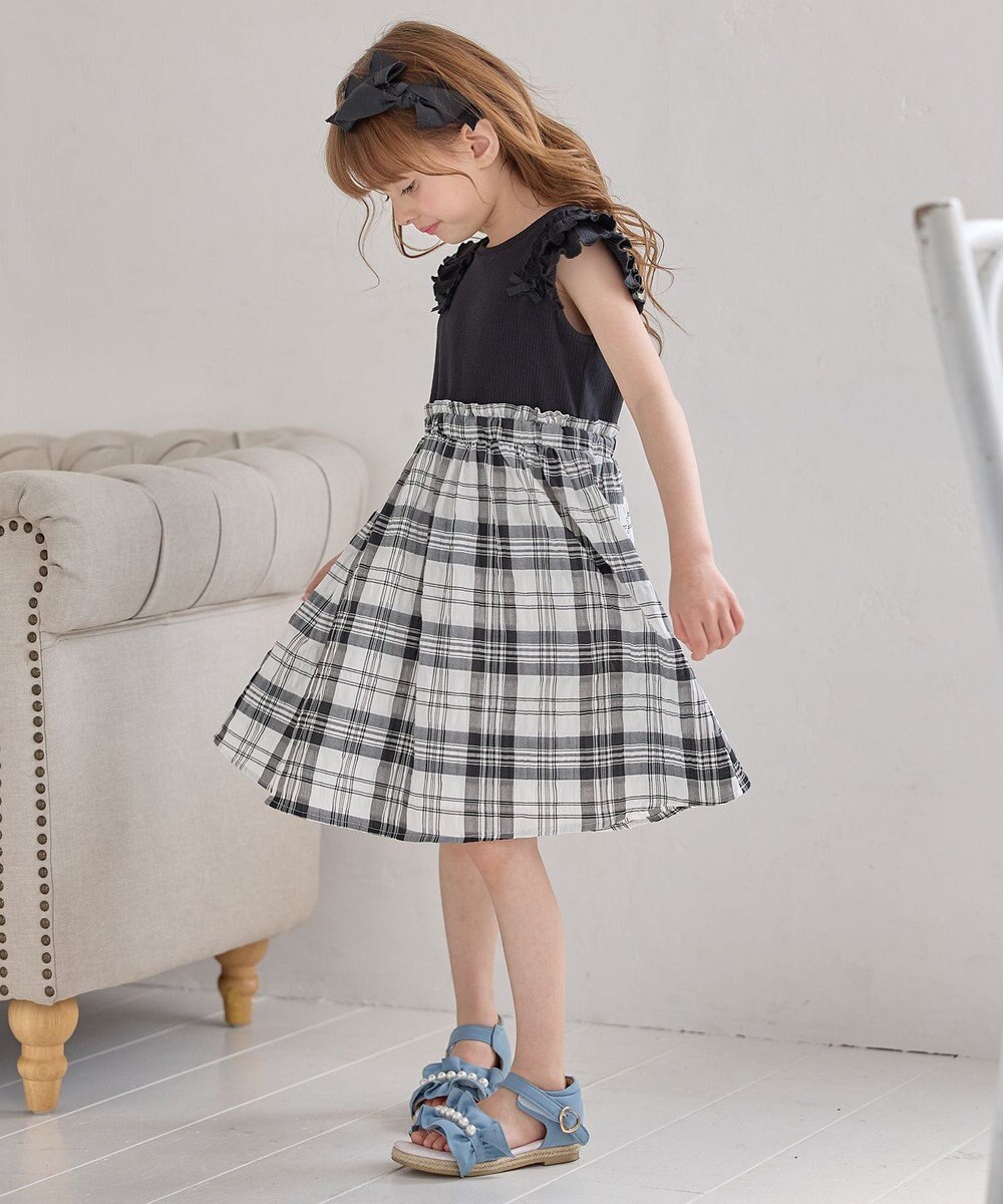 ANY KIDS ドッキング チェック柄 ワンピース 