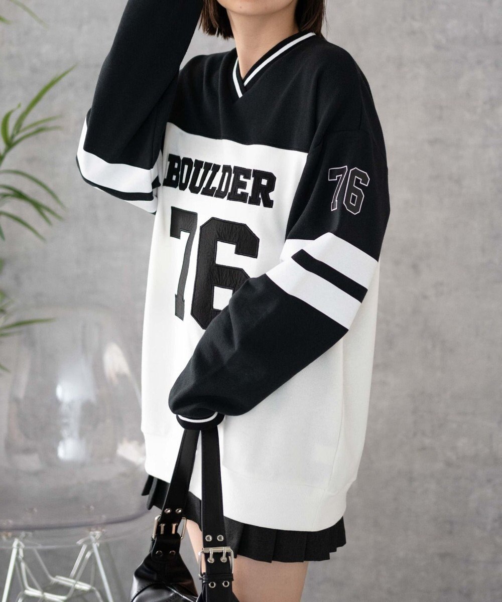 WEGO ナンバリングライン切り替えスウェット 