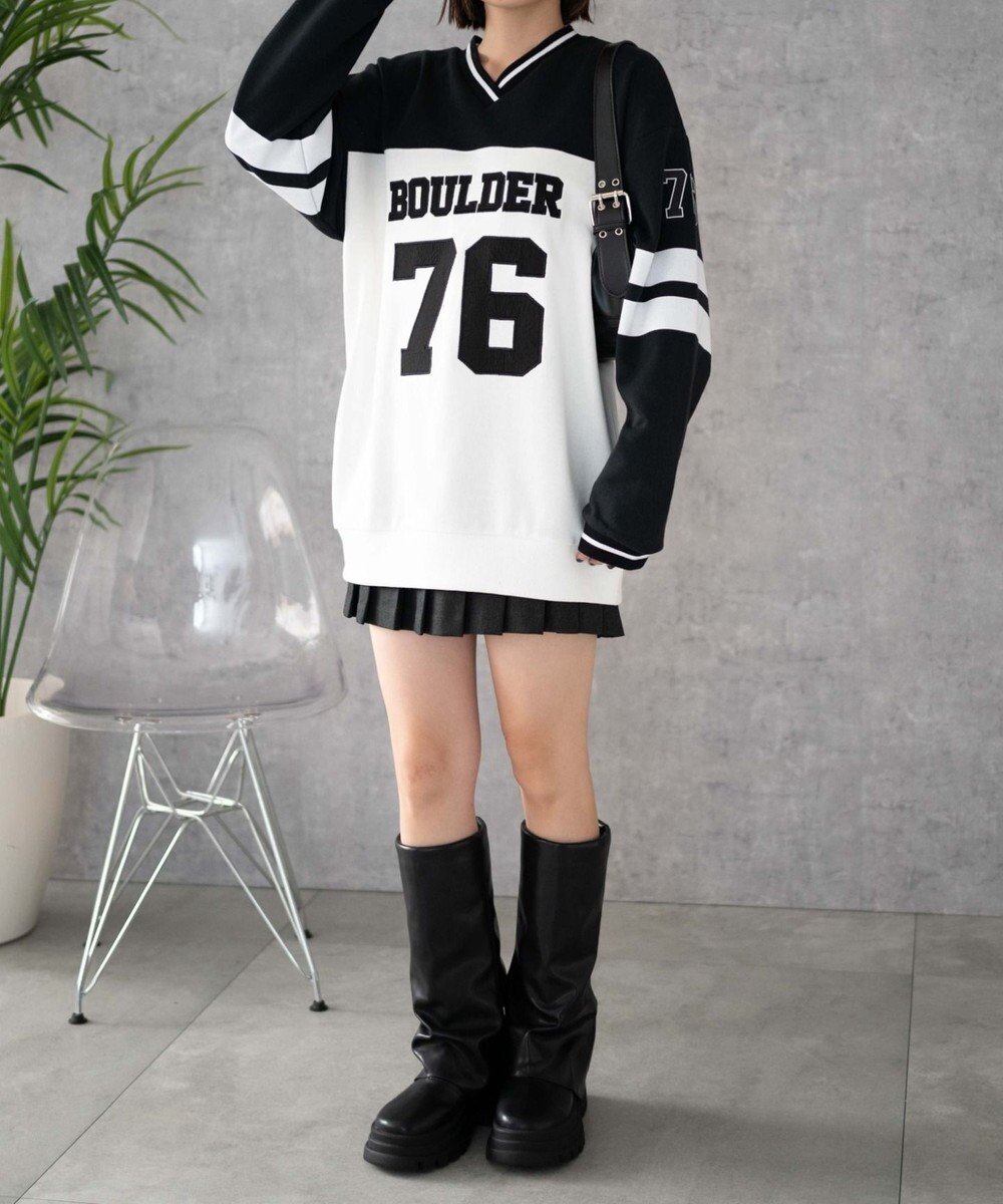 WEGO ナンバリングライン切り替えスウェット 