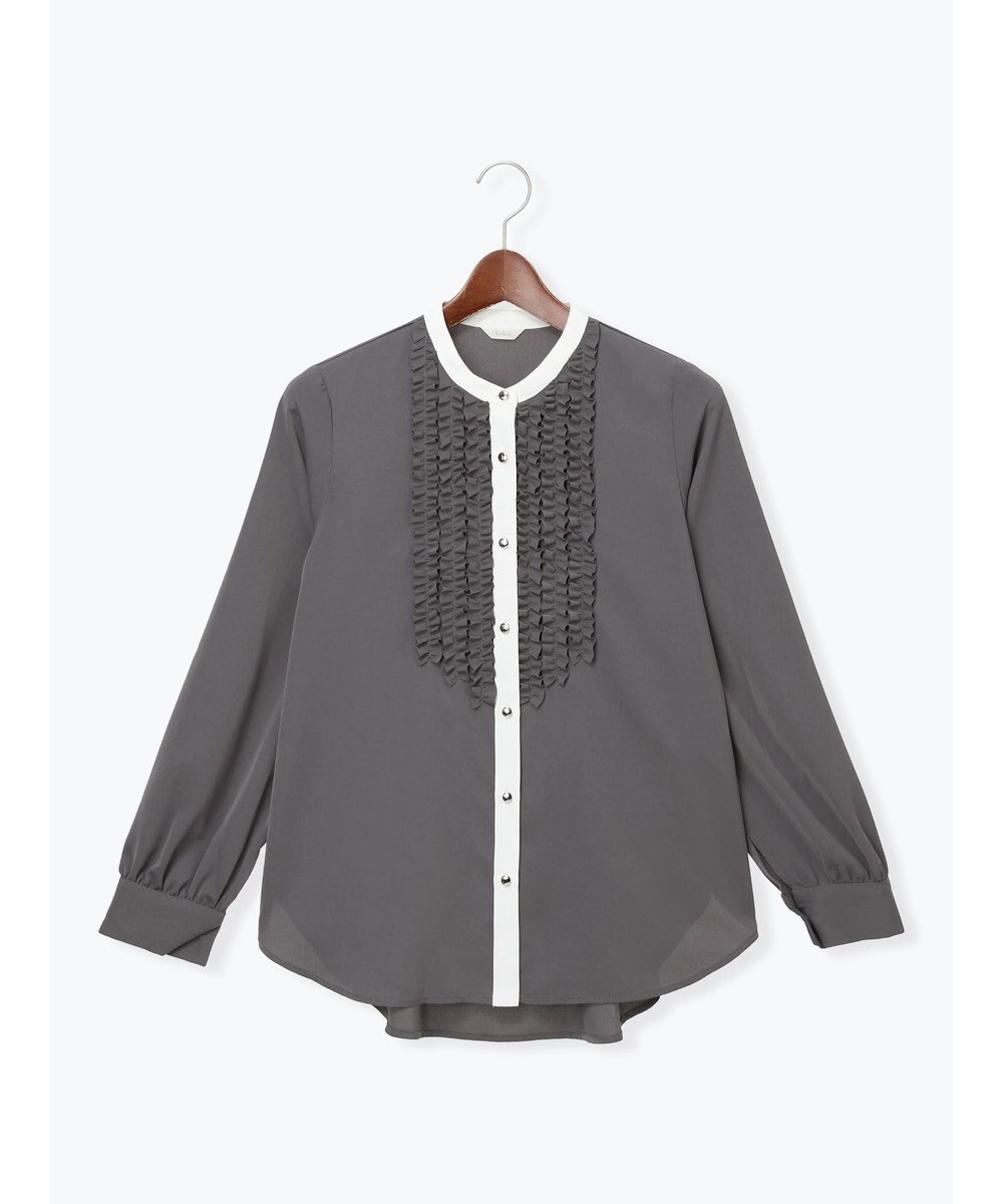 Te chichi フロントフリルバイカラーブラウス 