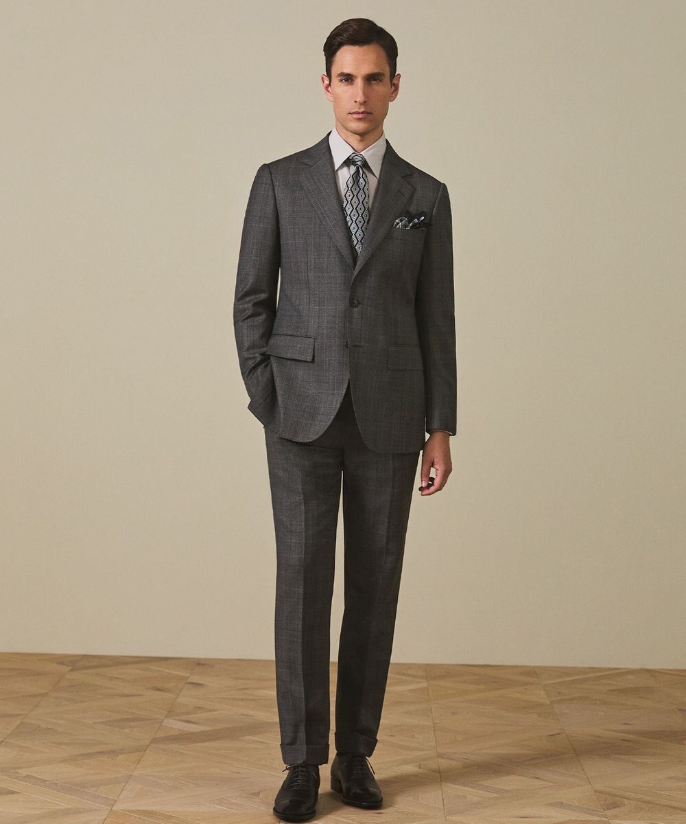 GOTAIRIKU 首にも巻ける【2WAY/日本製】シルク100% ポケットチーフ（チェック柄） 