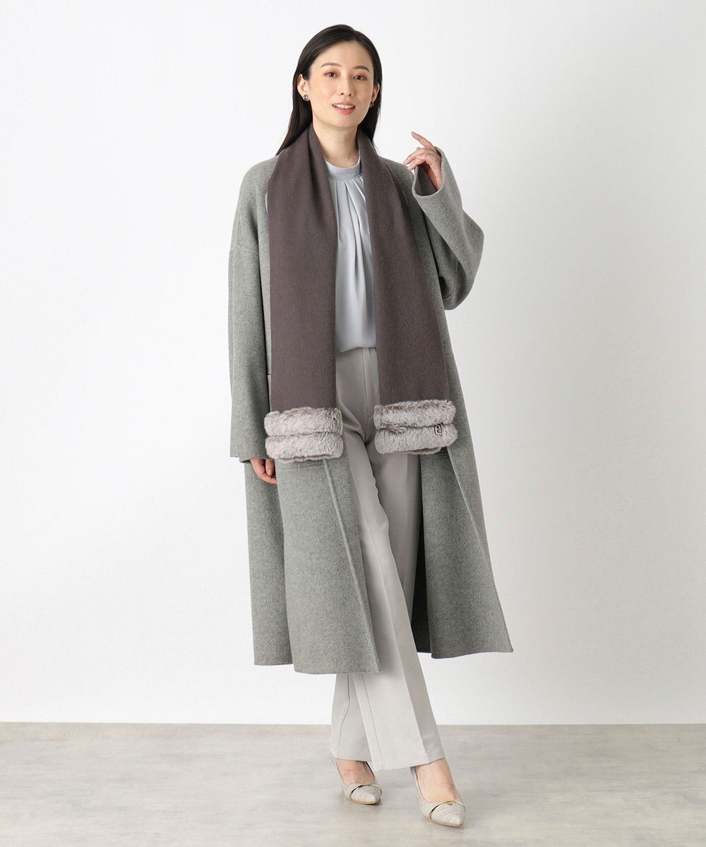 MOONBAT 【WEB限定】FURLA ウール100％×スノートップファーマフラー チャーム付き 