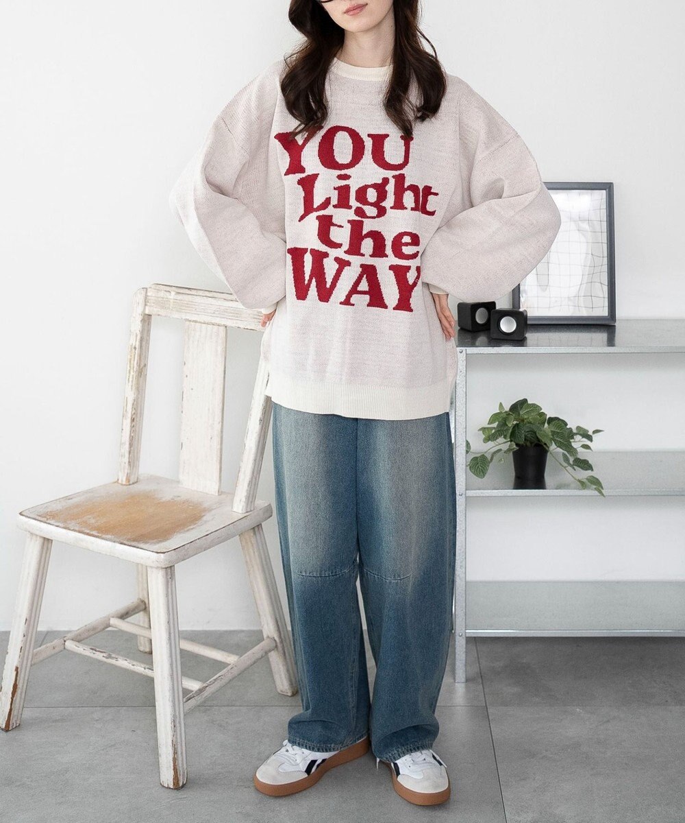 WEGO 【洗える】グラフィックニットBIGプルオーバー 