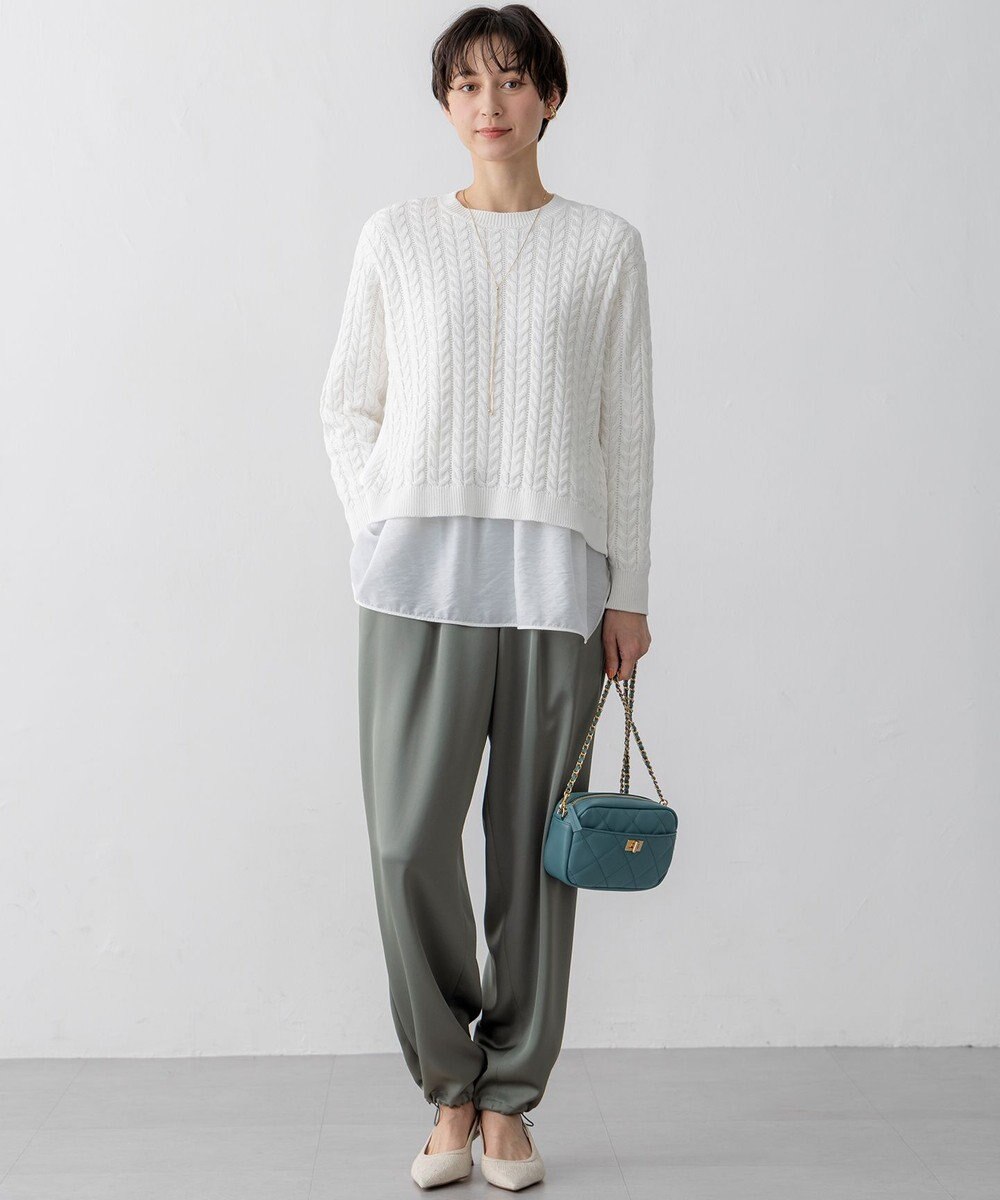 23区 L 【洗える】ドレープサテン 2WAY ドロスト パンツ 