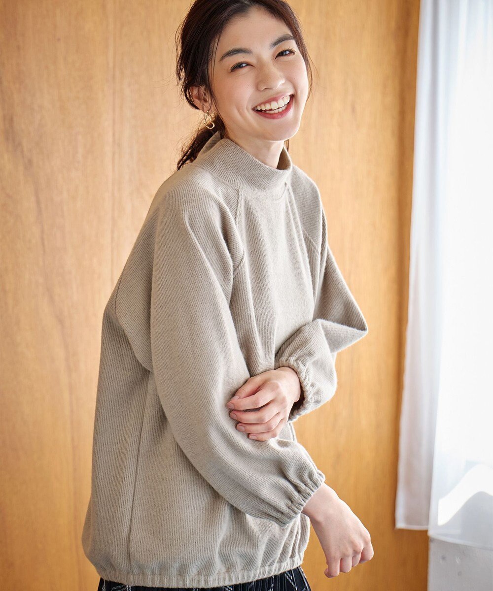 ANY L リブ起毛モックネックプルオーバー 