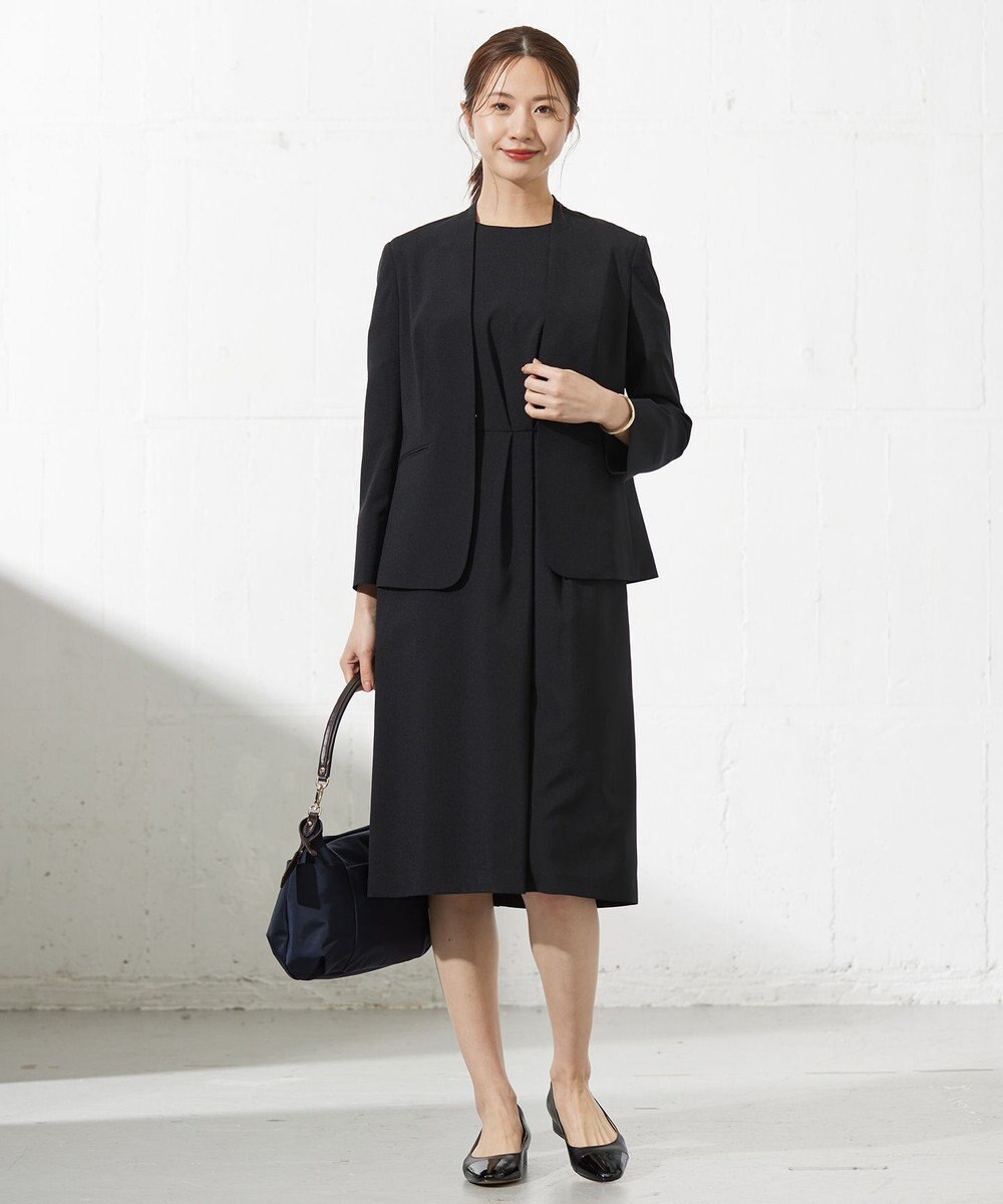 J.PRESS LADIES L 【セットアップ対応・洗える】DRYウーステッド ノーカラー ジャケット 