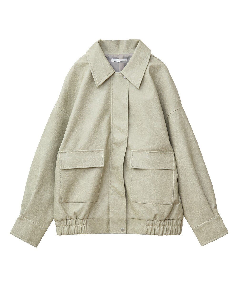 Green Parks ・ＥＬＥＮＣＡＲＥ　ＤＵＥ　合皮ステンカラーブルゾ 