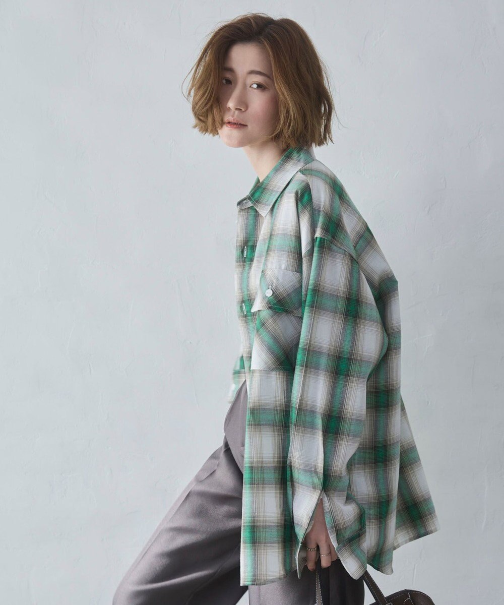 WEGO 【ユニセックス着用ITEM/SMLサイズ展開】オンブレチェックシャツ（LS） 