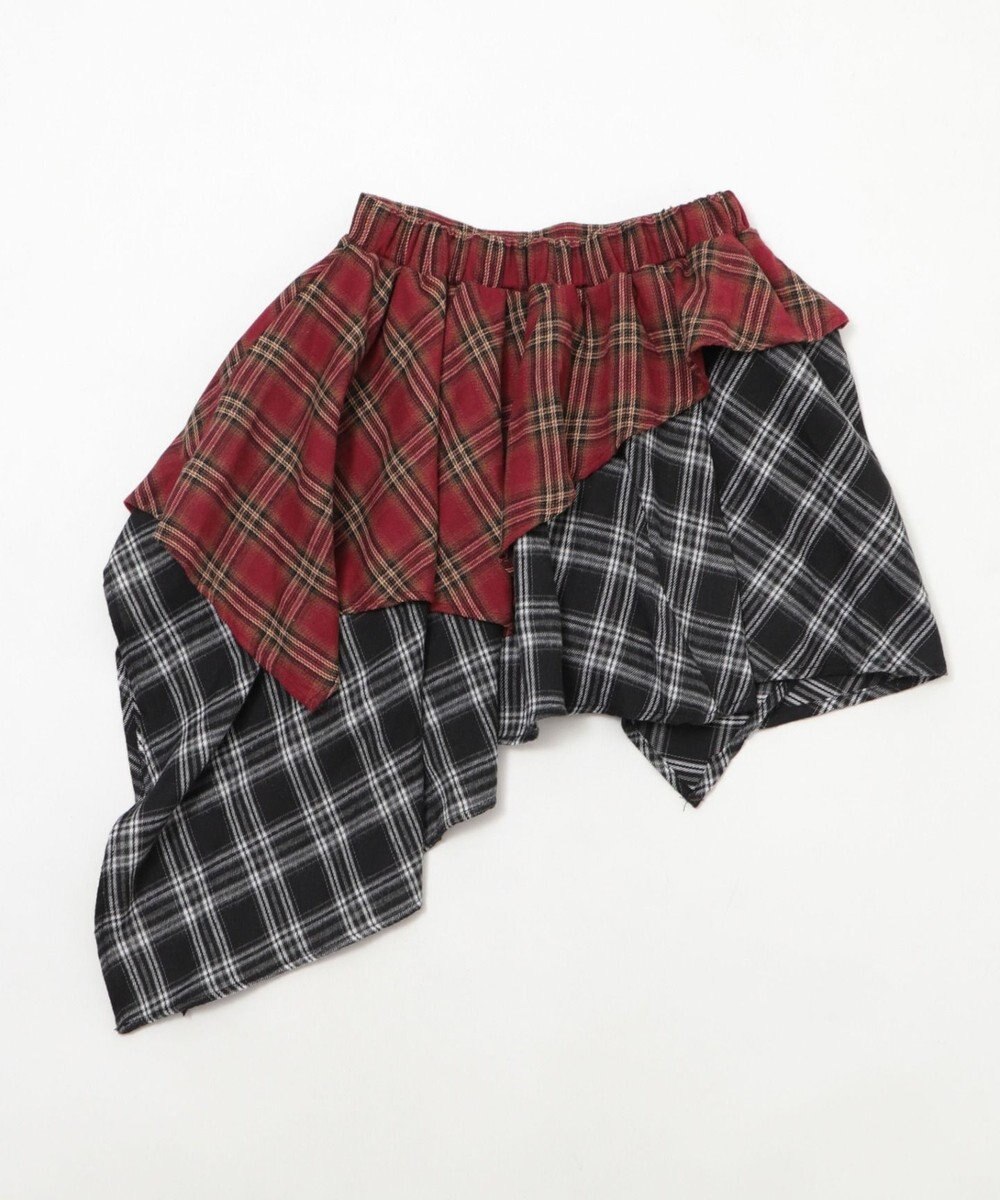 WEGO アシンメトリーチェックミニスカパン 