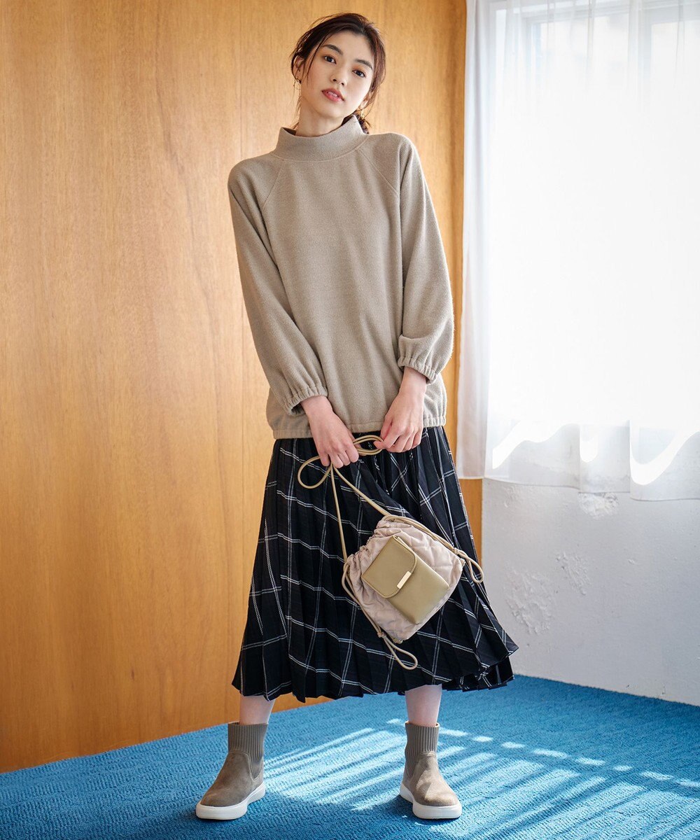 ANY L リブ起毛モックネックプルオーバー 