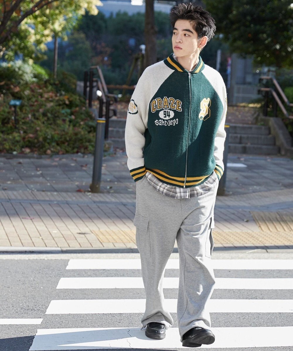 WEGO 【ユニセックス着用ITEM/MLサイズ展開】ジャガードニットスタジャン 