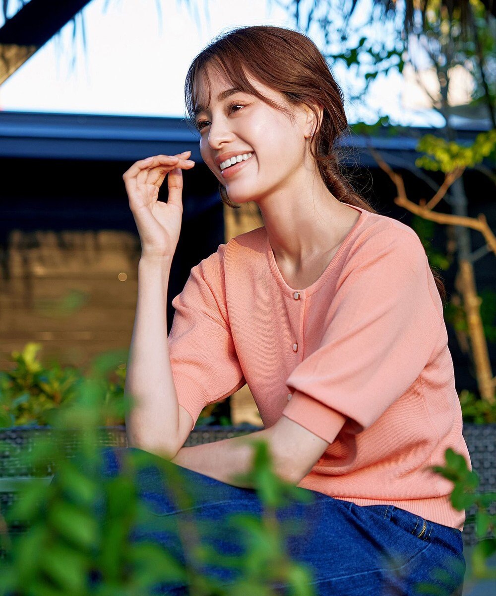 Tiaclasse  【洗える】ハーフスリーブサマーニットカーディガン 