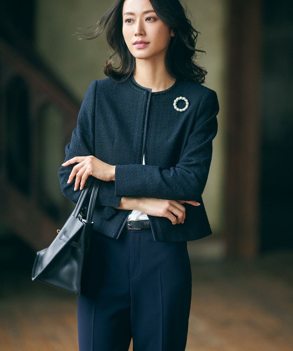 23区 【セットアップ対応】トリアセダブルジョーゼット パンツ 