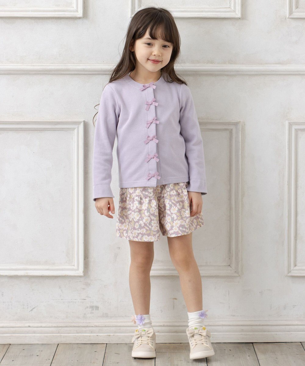 ANY KIDS スナップボタン リボン カーディガン 