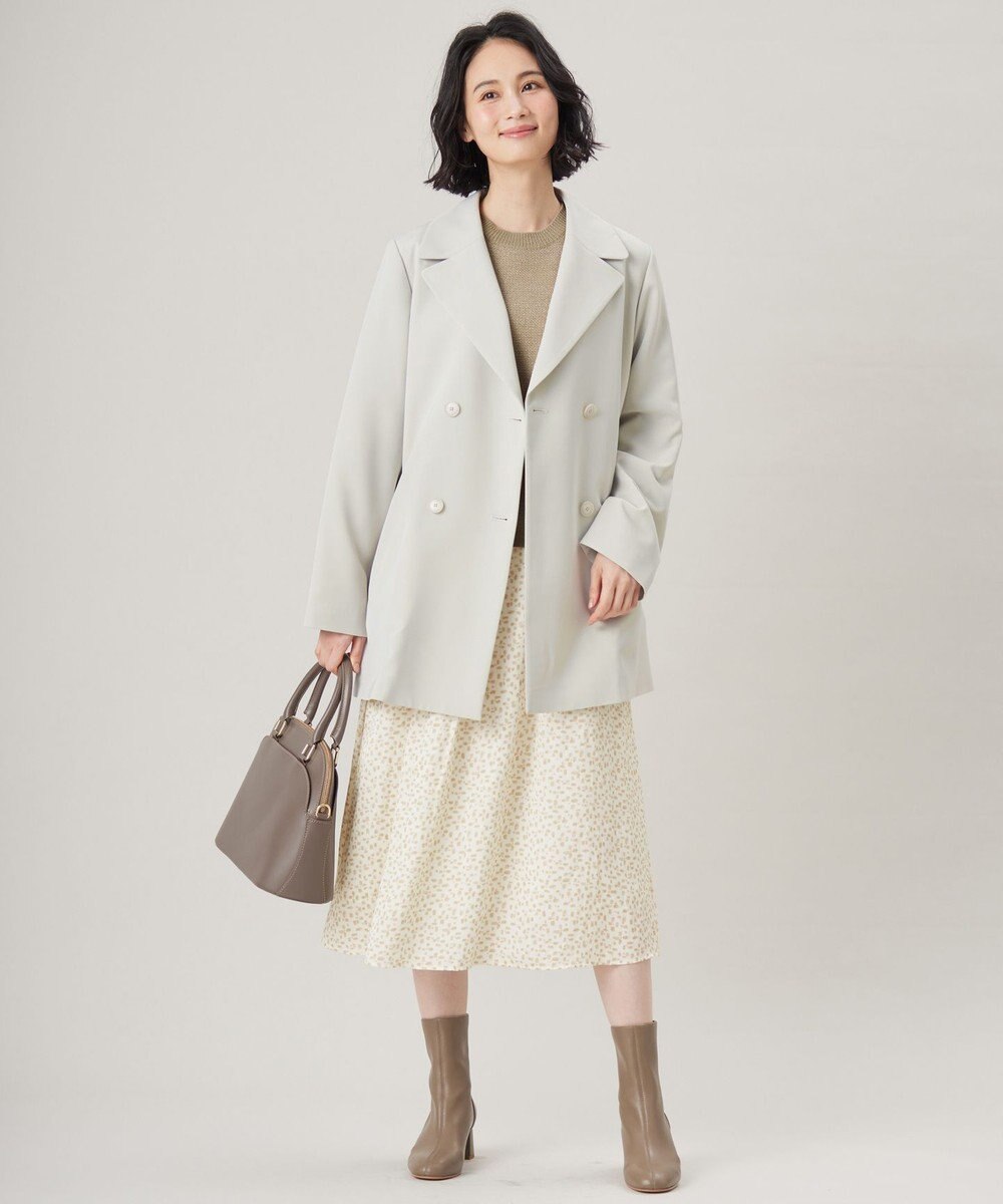 自由区 L 【カタログ掲載・セットアップ対応・洗える】ジオメトリックフラワードットプリント スカート 