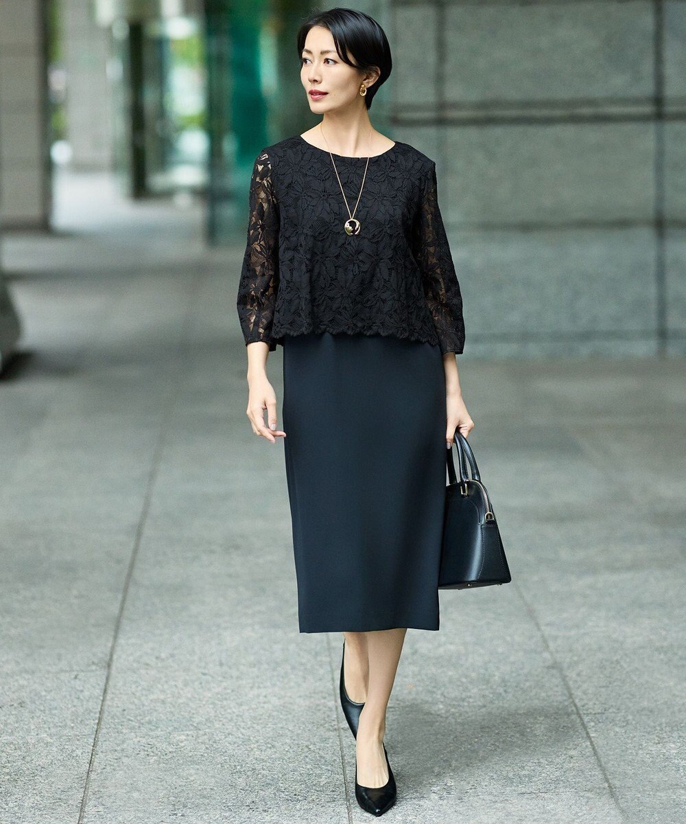 自由区 L 【17号サイズまで展開・カタログ掲載】トリアセダブルクロスレース ワンピース 