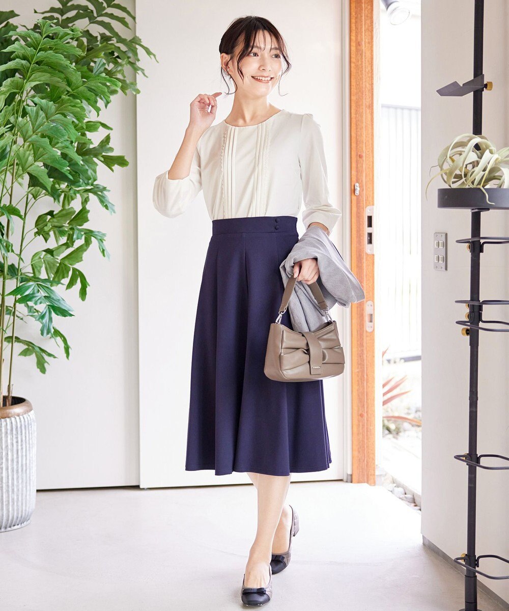 Tiaclasse 【洗える】ピンタックレースカットソーTブラウス 