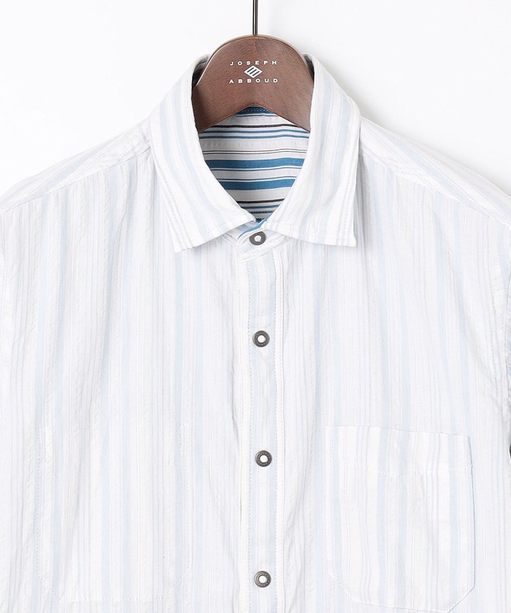 JOSEPH ABBOUD 【1枚で2通りの着こなし】オーガニックコットンリバーシブル 七分袖シャツ 