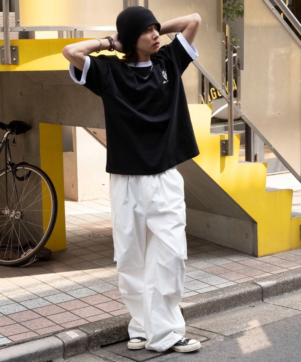 WEGO 【ユニセックス着用ITEM/MLサイズ展開】アクセ付きリンガーグラフィックT（SS） 