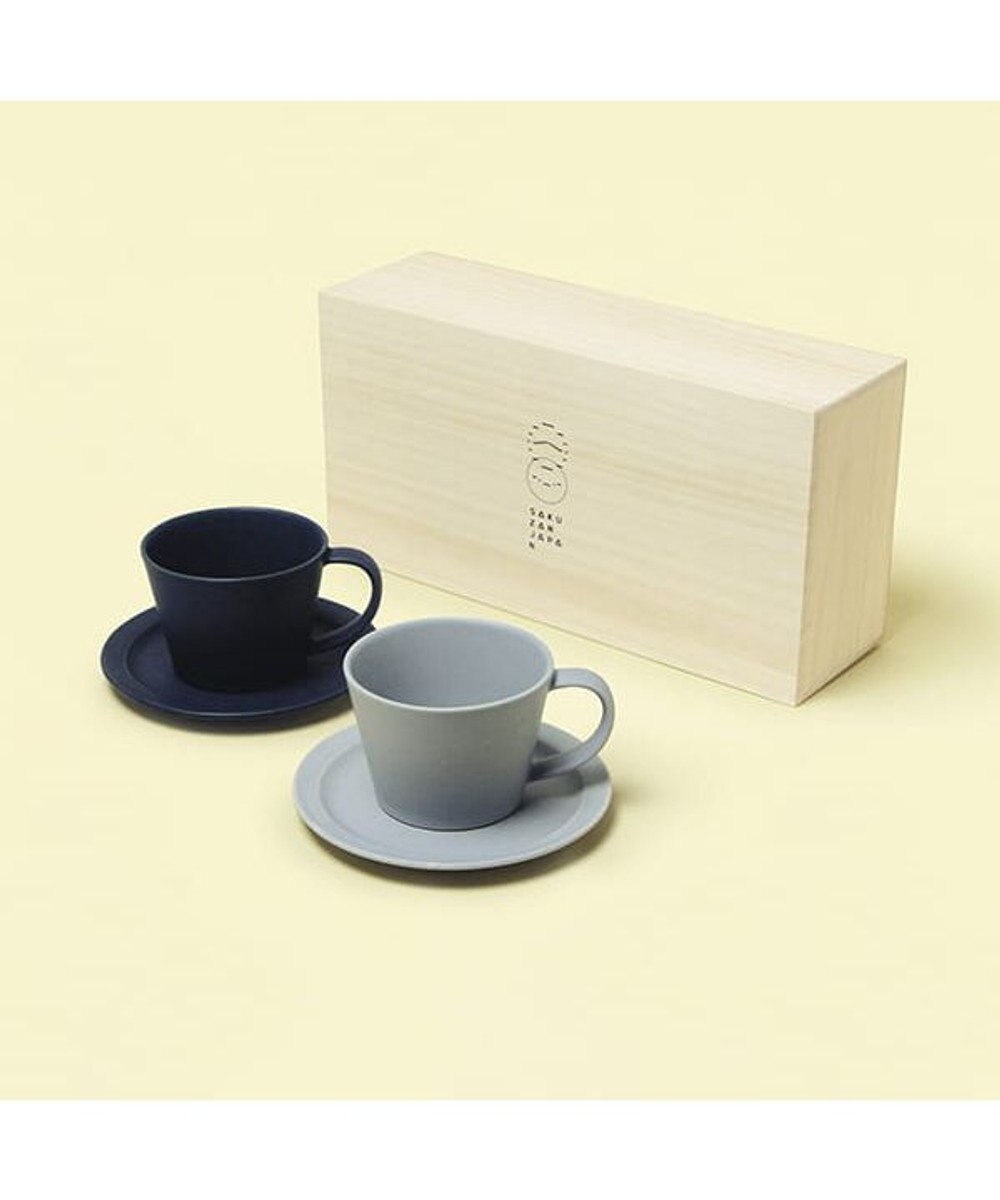 PRESENTERS ROOM 作山窯 / Sara Coffee Cup & Saucer カップ＆ソーサー ペア 木箱入り（Navy・Gray） 