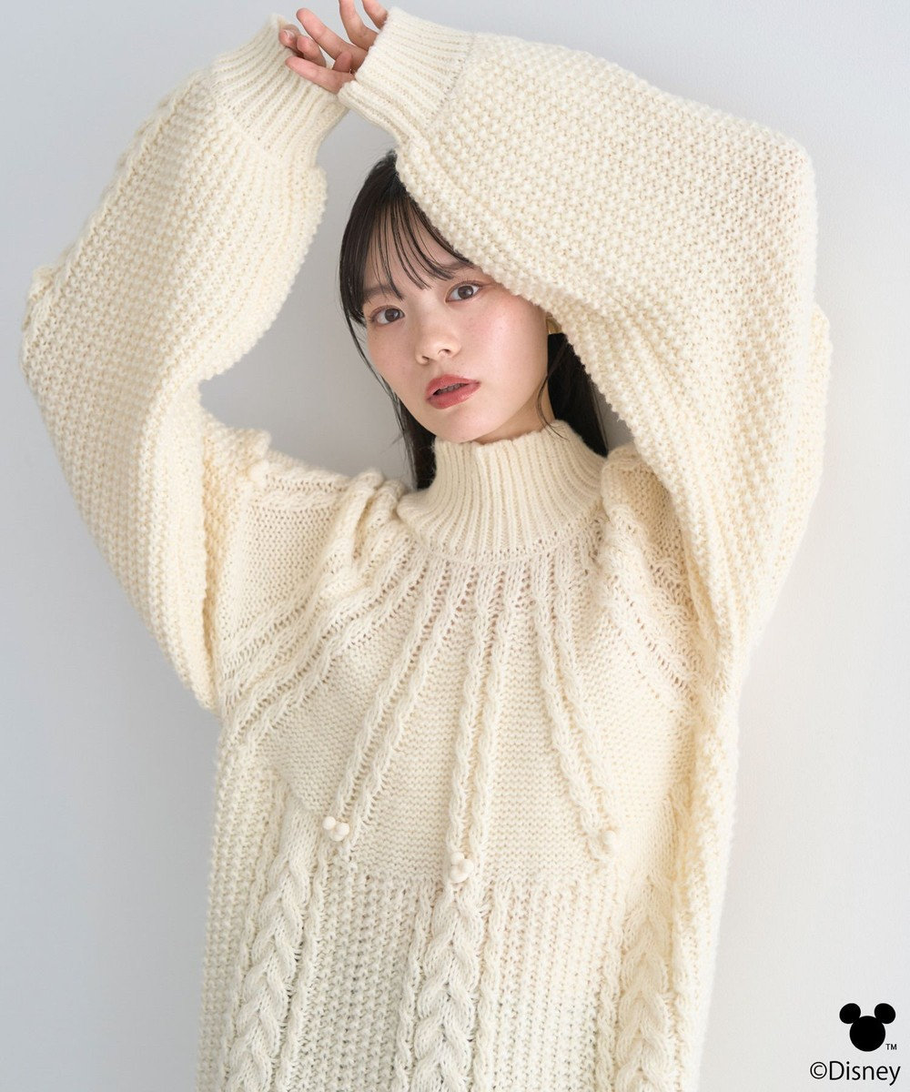 earth music&ecology 【予約】Disney/ポイントミッキーケーブルニット 