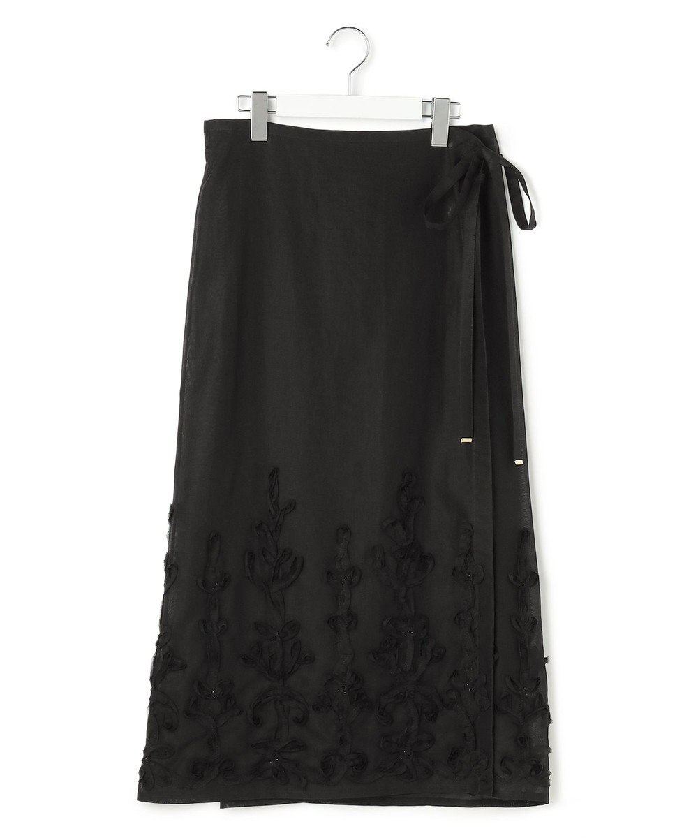 23区 【GOLD LABEL】コットンオーガンジー 刺繍 ラップスカート 