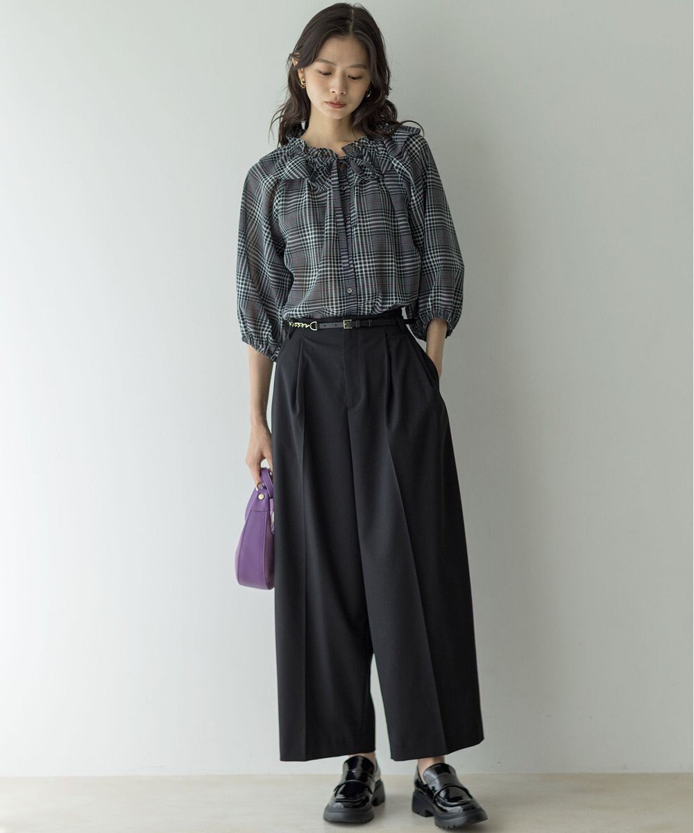 組曲 S ライトトロピカルロールネック ブラウス 