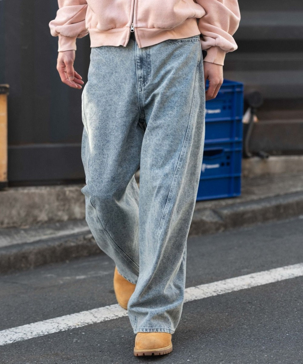WEGO 【ユニセックス着用ITEM/SMLサイズ展開】カバーフィットバルーンデニムパンツ 