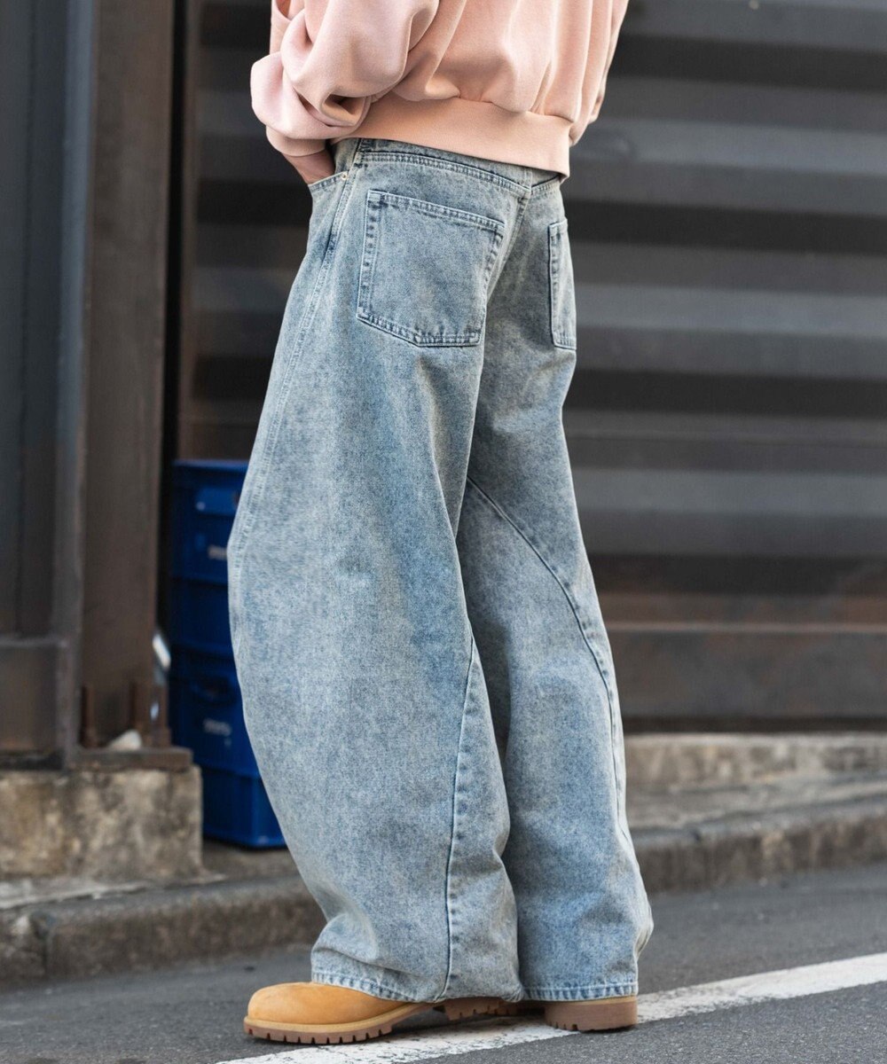 WEGO 【ユニセックス着用ITEM/SMLサイズ展開】カバーフィットバルーンデニムパンツ 