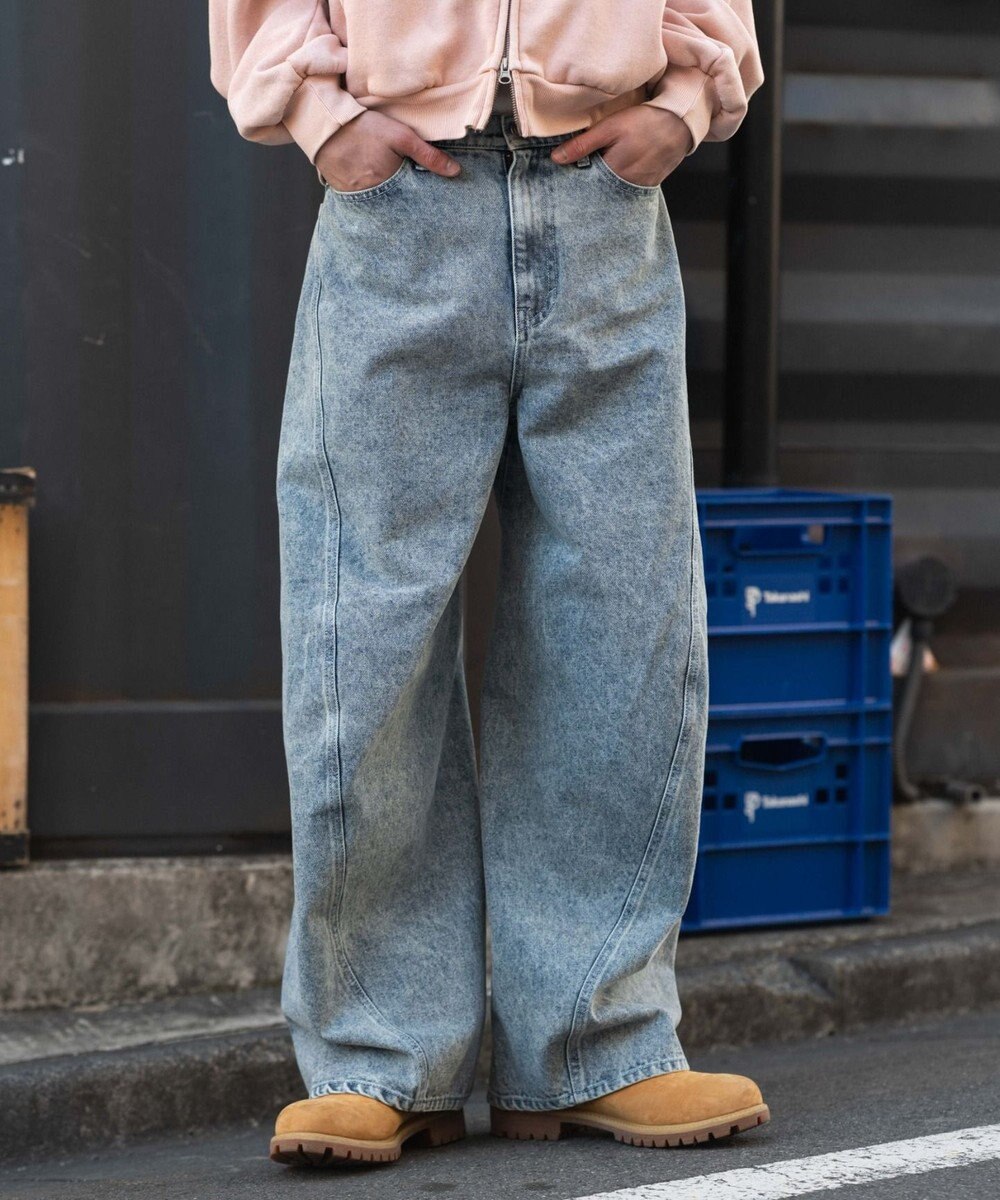 WEGO 【ユニセックス着用ITEM/SMLサイズ展開】カバーフィットバルーンデニムパンツ 