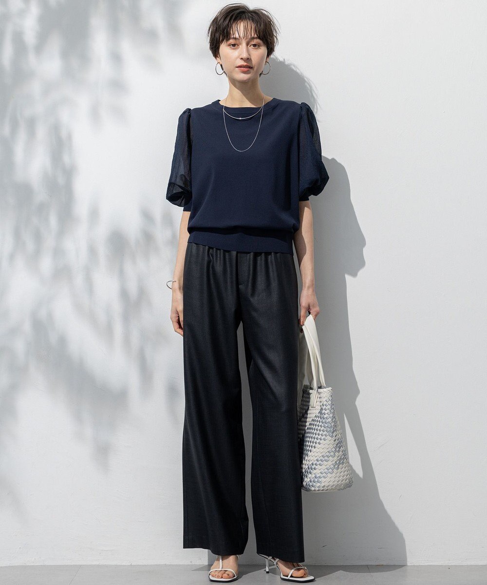 23区 【接触冷感/UVカット/洗える】ドライスラブストレッチ ワイド パンツ 