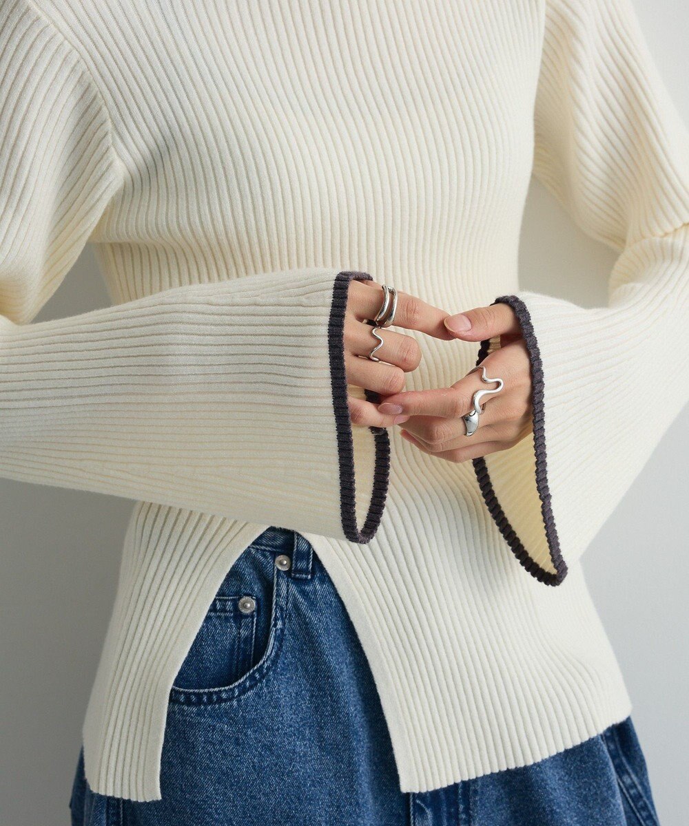 Green Parks 前後２ｗａｙアシンメトリー袖フレアリブニット 