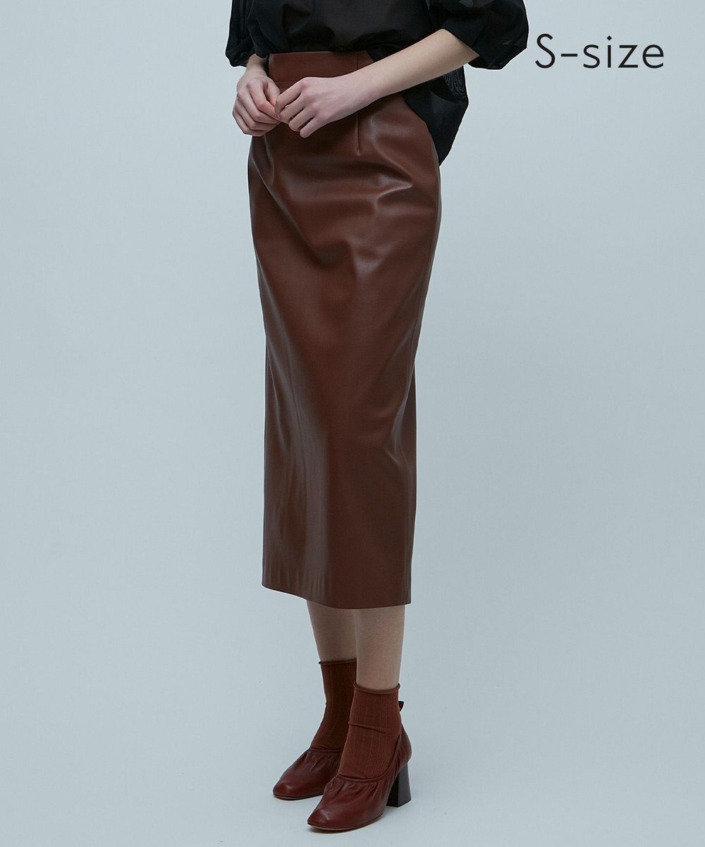 S-size】DUPHOT / フェイクレザースカート / BEIGE, | ファッション 