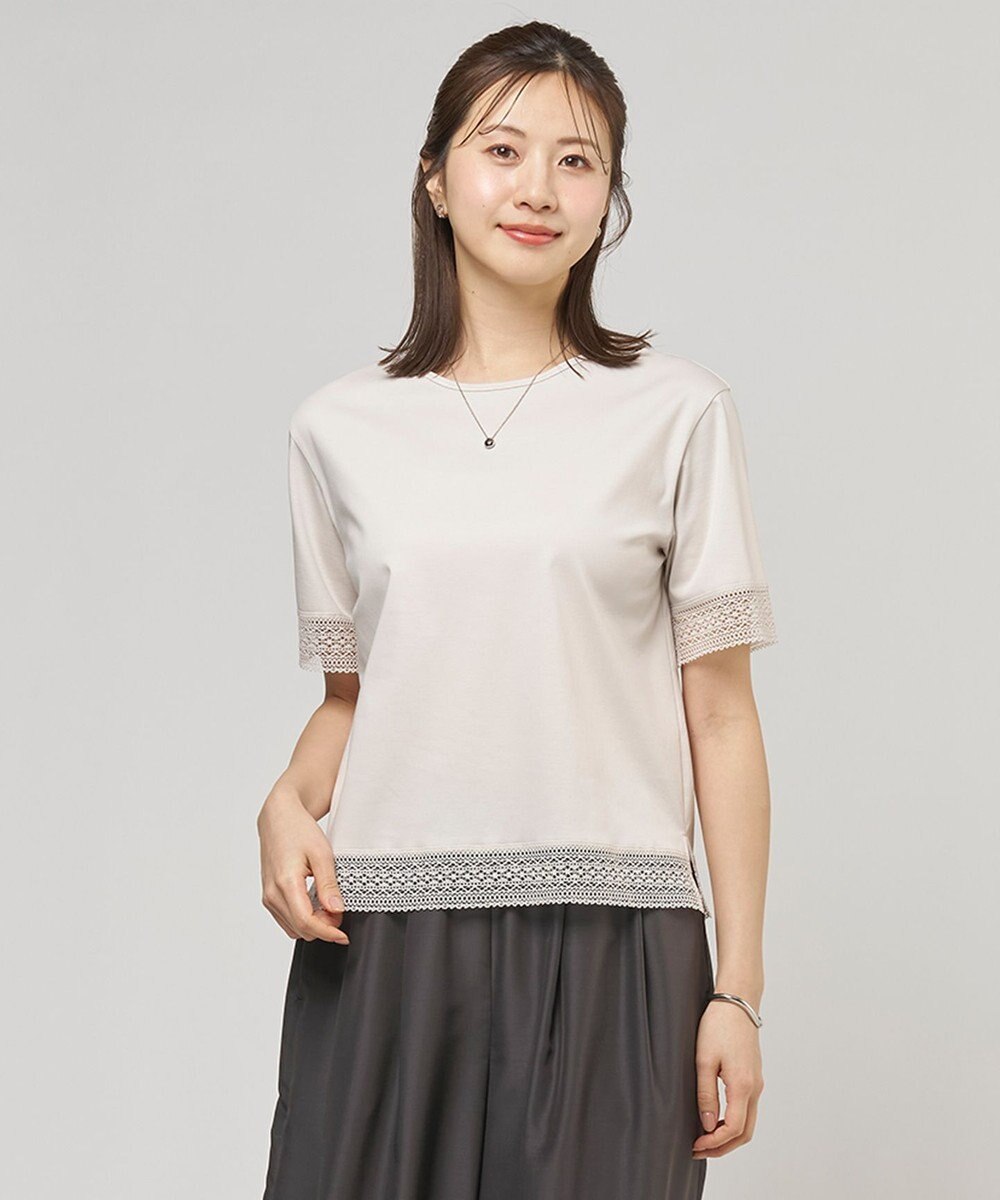 J.PRESS LADIES 【一枚で着映え】コットンスムース レース カットソー 