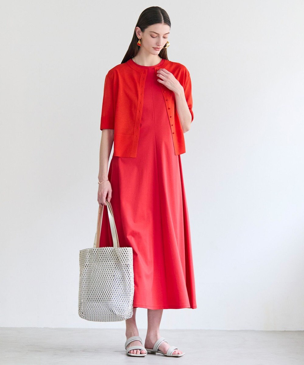 BEIGE， MOISE / シアーニット　5分袖カーディガン 