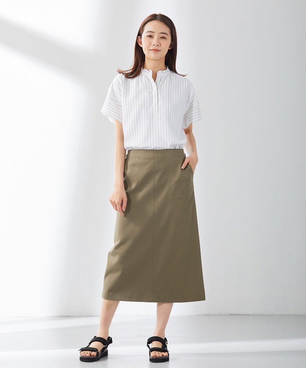 J.PRESS LADIES シアーストライプチェック カットソー 