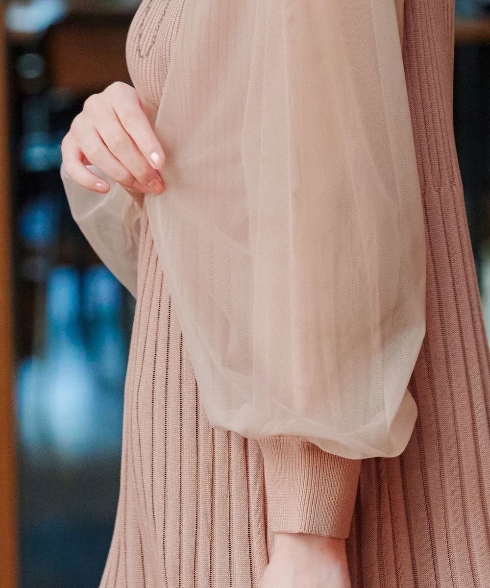 Tiaclasse チュールスリーブニットチュニック 