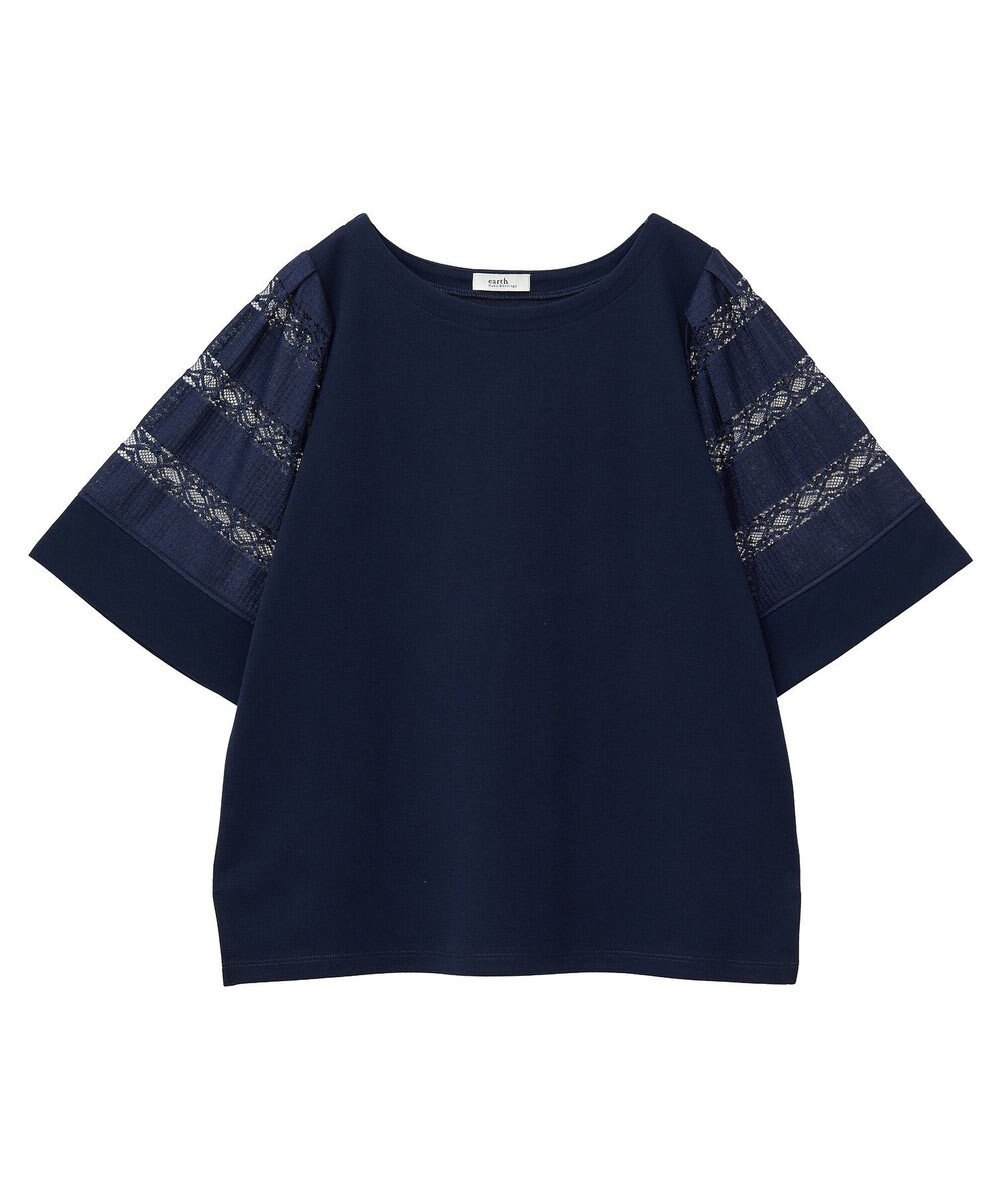 earth music&ecology フレア袖レースプルオーバー 