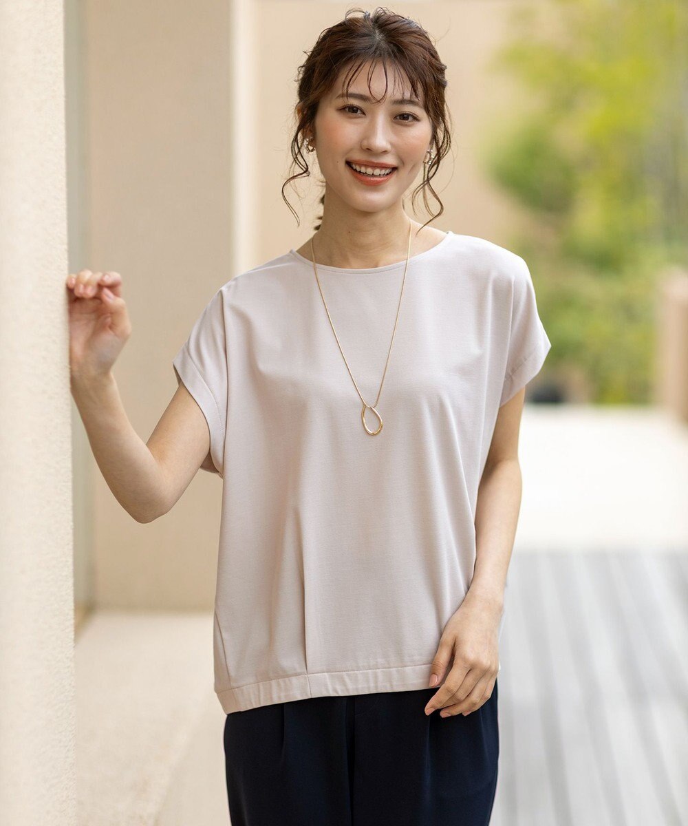 ANY SIS 【接触冷感・UVカット・洗える】ハイストレッチスムースフレンチスリーブ カットソー 